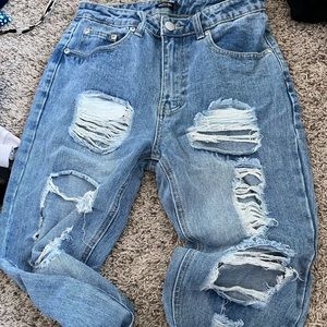 Nastygal denim ripped mom jeans